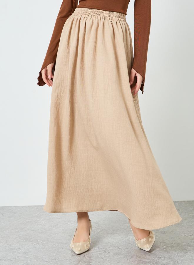 Styli Women Beige A-Line Maxi Skirt - Image 1